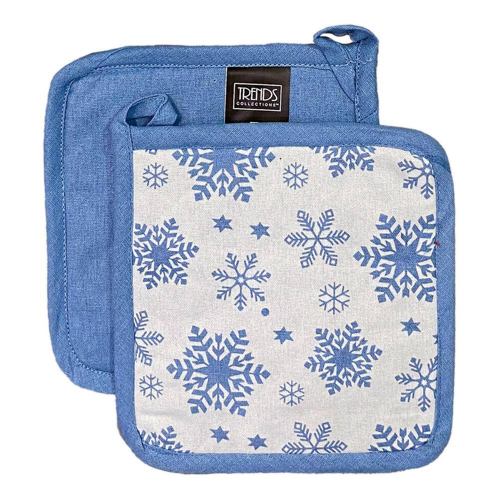 Snowflake Blue and White Cotton 6-Piece Kitchen Set