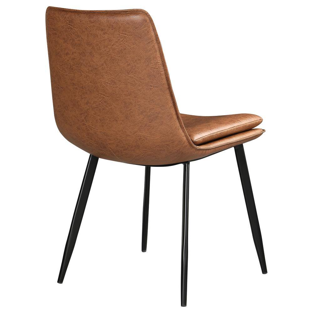 Rustic Brown Faux Leather Upholstered Side Chair with Black Metal Legs