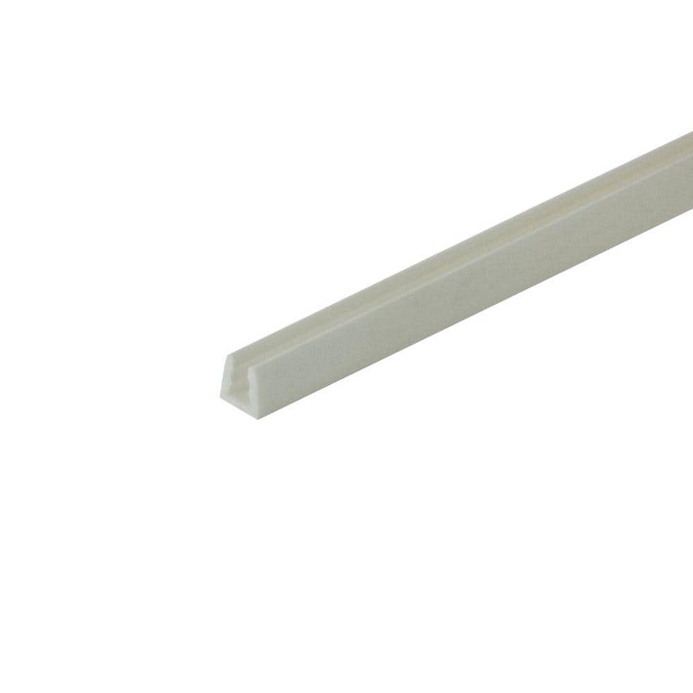 3/16 in. D x 1/8 in. W x 36 in. L White Styrene Plastic U-Channel Moulding 