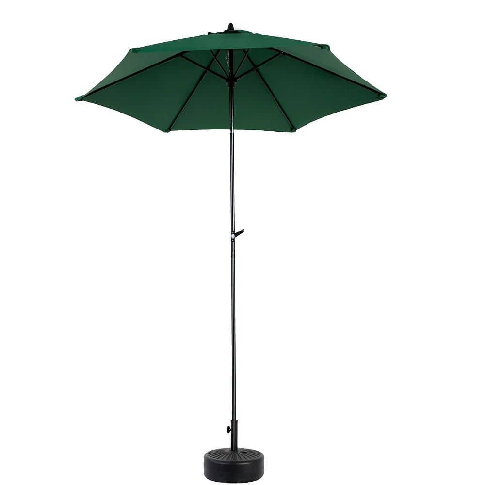 9 ft. Metal Push Button Crank Outdoor Patio Umbrella in Dark Green