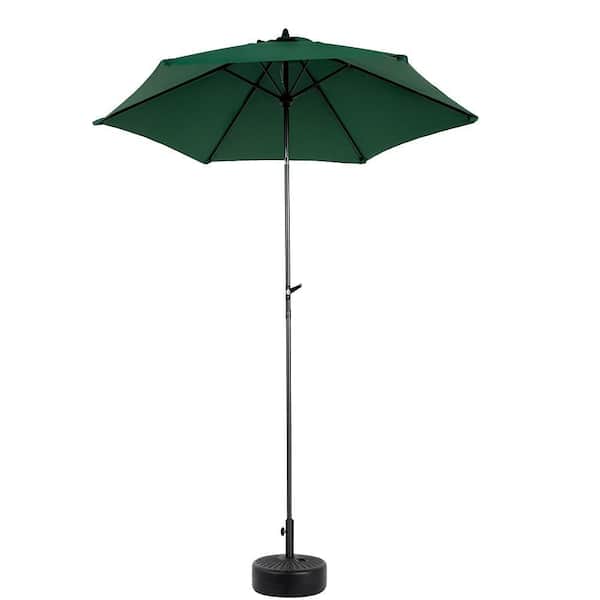 Unbranded 9 ft. Metal Push Button Crank Outdoor Patio Umbrella in Dark Green