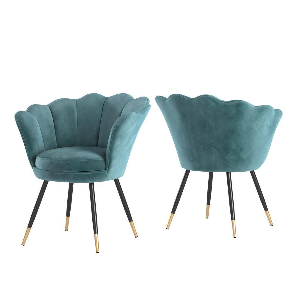 HomeSullivan Blue Velvet Black And Gold Metal Leg Seashell Accent ...