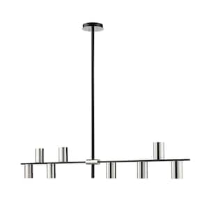 Calumet 8-Light Mate Black Plus Polished Nickel Chandelier with No Shade