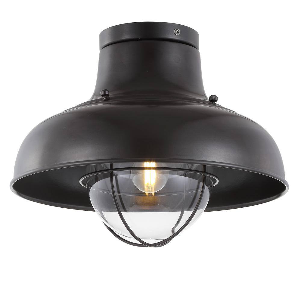 Cameron 13" Rustic Bronze Clear Glass LED Semi-Flush Mount
