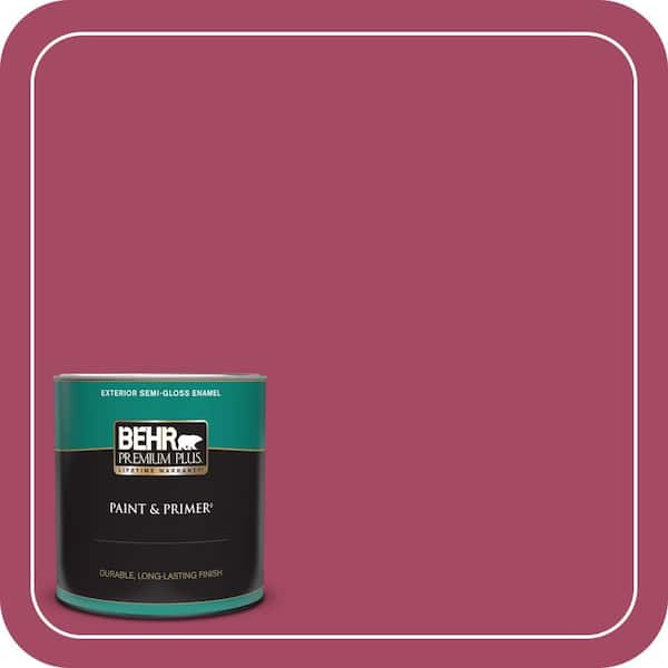 BEHR PREMIUM PLUS 1 qt. #120D-5 Glazed Raspberry Semi-Gloss Enamel Exterior Paint & Primer