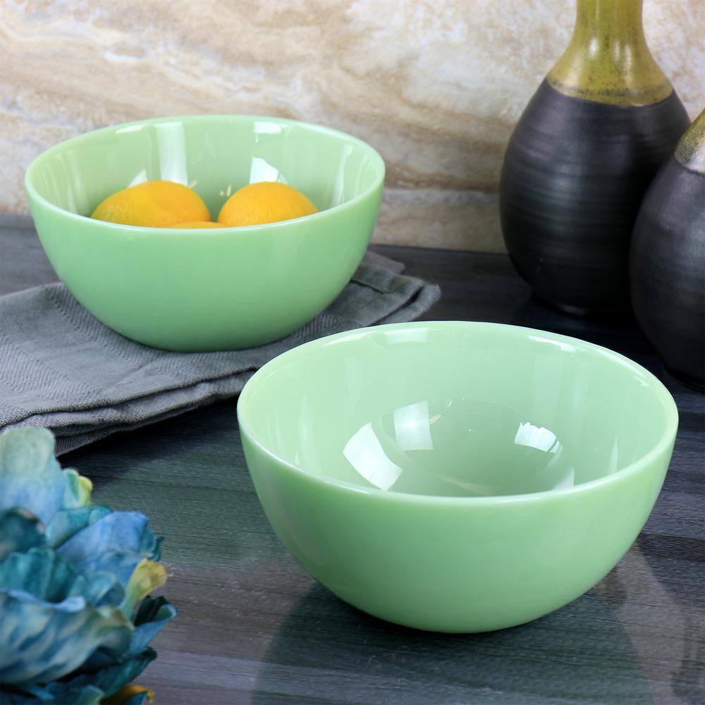 Jadeite Glass Cereal and Soup Bowl Set, Jade Green