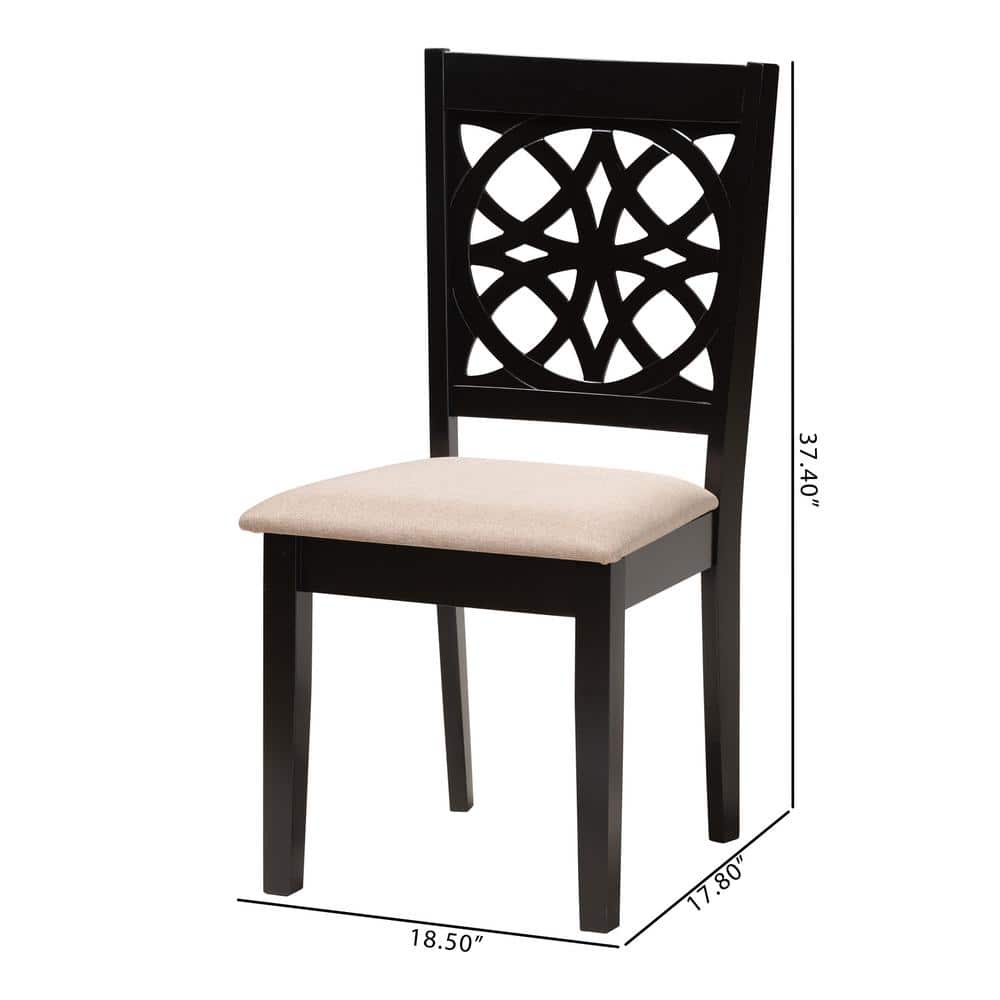 Abigail Beige Fabric and Dark Brown Wood Dining Chair Set