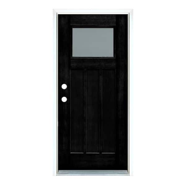 MP Doors 36 in. x 80 in. Right-Hand Inswing Frosted Glass Craftsman Stained Black Fiberglass Prehung Front Door