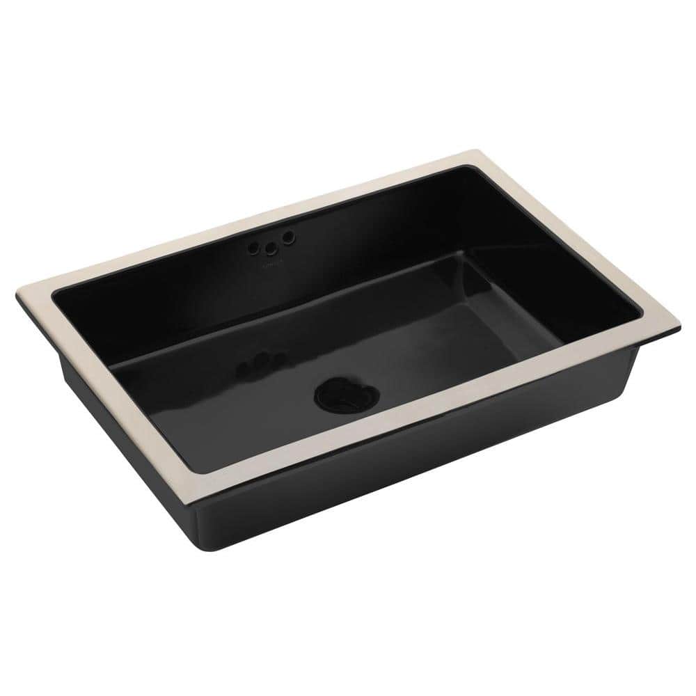 Kohler Kathryn Vitreous China Undermount Bathroom Sink With Glazed Underside In Black With Overflow Drain K 2297 G 7 The Home Depot