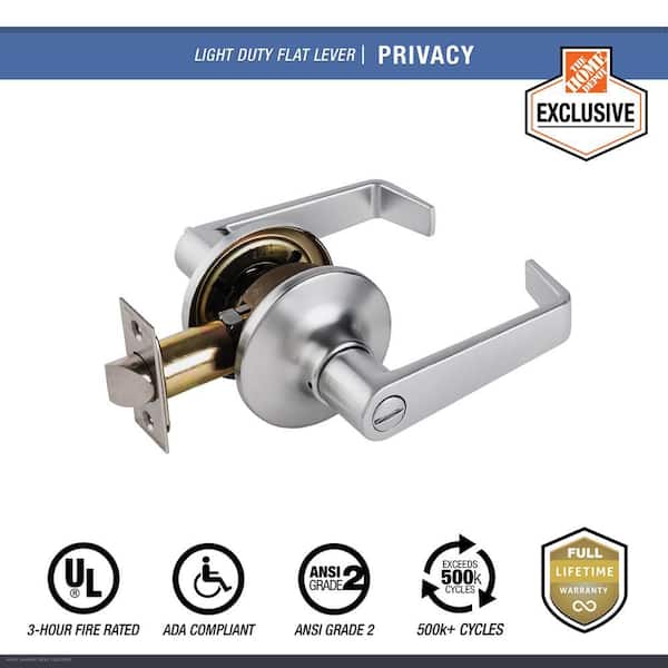 Light Duty Commercial Privacy (bed/bath) Lever, ADA, UL 3-Hour Fire, ANSI Grade 2, Satin Chrome Finish