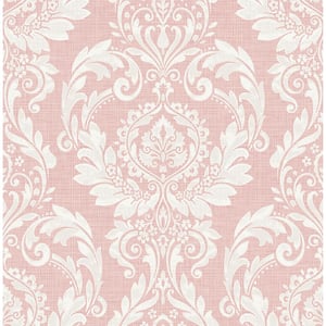 Light Pink Cora Damask Vinyl Peel and Stick Wallpaper Roll (Covers 30.75 sq. ft.)