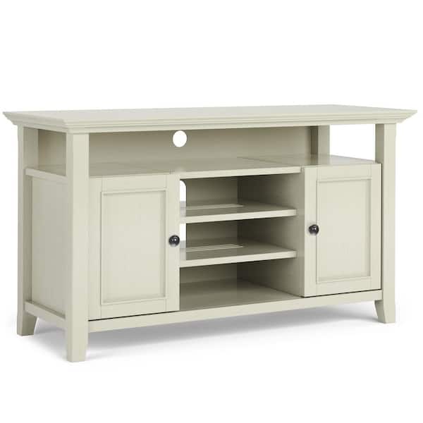 Amherst SOLID WOOD 54 in. Wide Transitional TV Media Stand in Antique White For TVs up to 60 in.