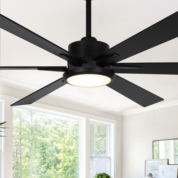 65 in. Indoor Integrated LED Black Ceiling Fan with Light and Remote Control