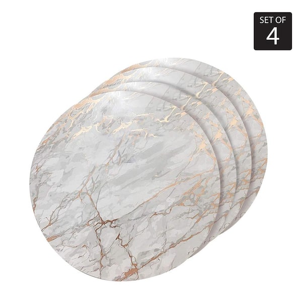 Marble Cork 15" x 15" In. Yellows and Golds Cork Round Placemats Set of 4