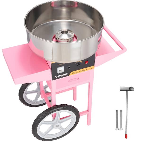 VEVOR Electric Cotton Candy Machine with Cart 1000 W Commercial Floss Maker with Stainless Steel Bowl
