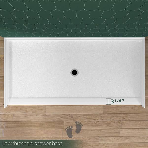 Zeafive 72 in. L x 36 in. W Alcove Acrylic ADA Shower Pan Base