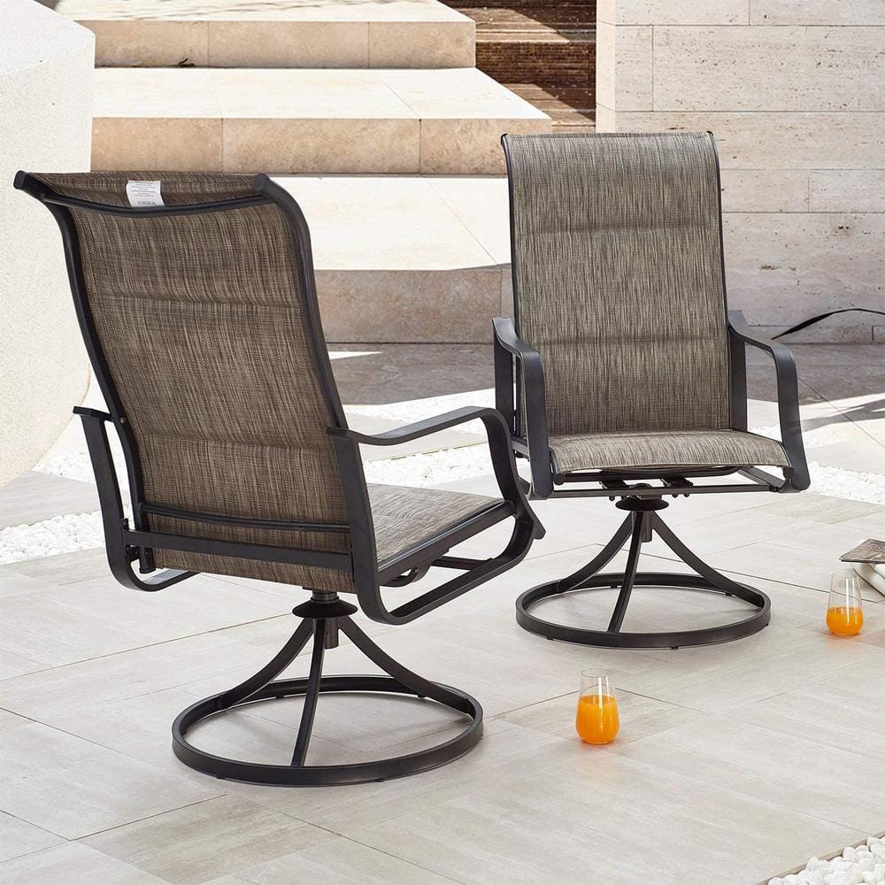Set of 2 Dark Grey Steel Swivel Dining Armchairs
