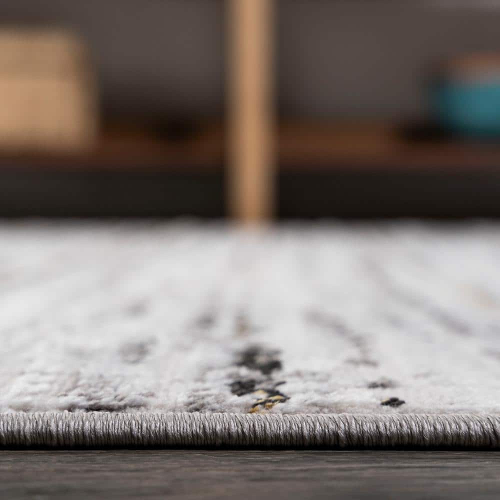 Modern Strie' Gray and Black Synthetic Kids Area Rug