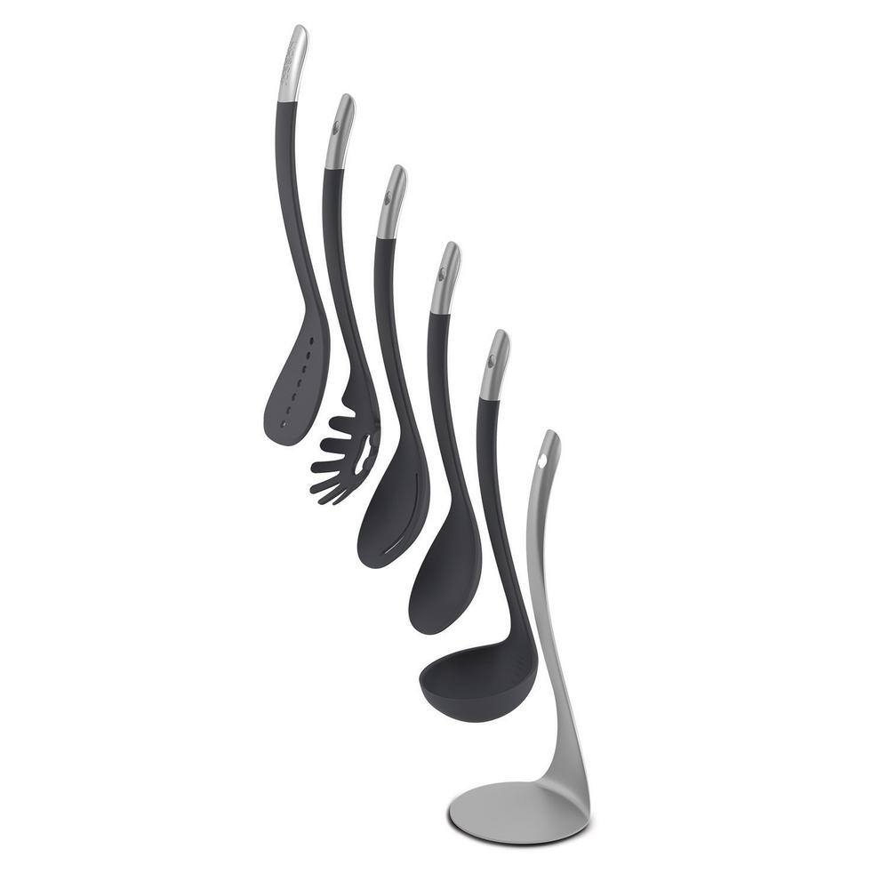 Compact Black and Stainless Steel 5-Piece Nesting Utensil Set