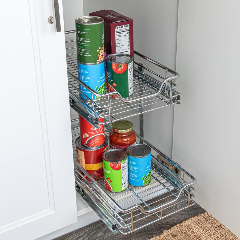 Chrome-Plated Steel 2-Tier Pull-Out Cabinet Organizer