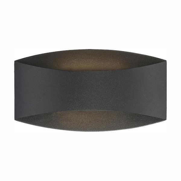 Greeleyville 4.375 in. 2-Light Sand Black Integrated LED Outdoor Wall Light Lantern Sconce with Frosted Glass