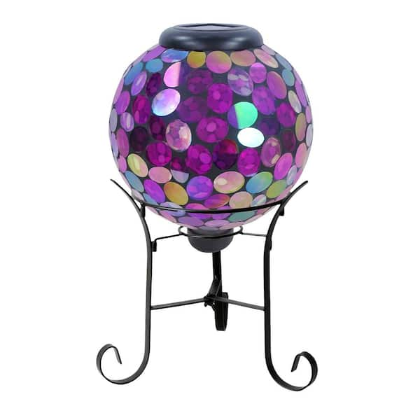 Alpine Corporation Solar Mosaic Pink Gazing Globe with Stand