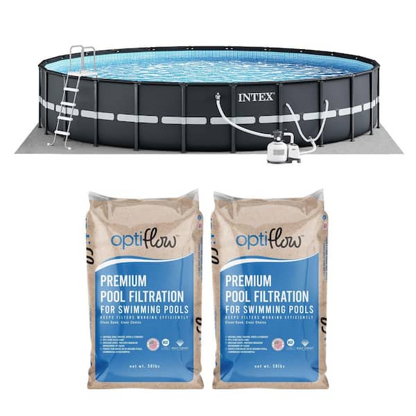 Ultra XTR 24 ft. x 52 in. Round Above Ground Pool and 2-Pack OptiFlow Filter Sand