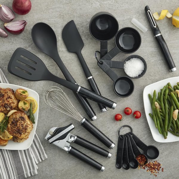 KitchenAid Classic Measuring Spoons, Set of 5, Black/Black