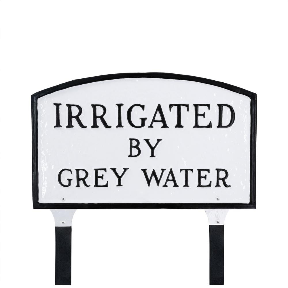 13 in. x 21 in. Large Arch Irrigated by Grey Water Statement Plaque Sign with Lawn Stakes - White/Black price history on PriceWatchPro