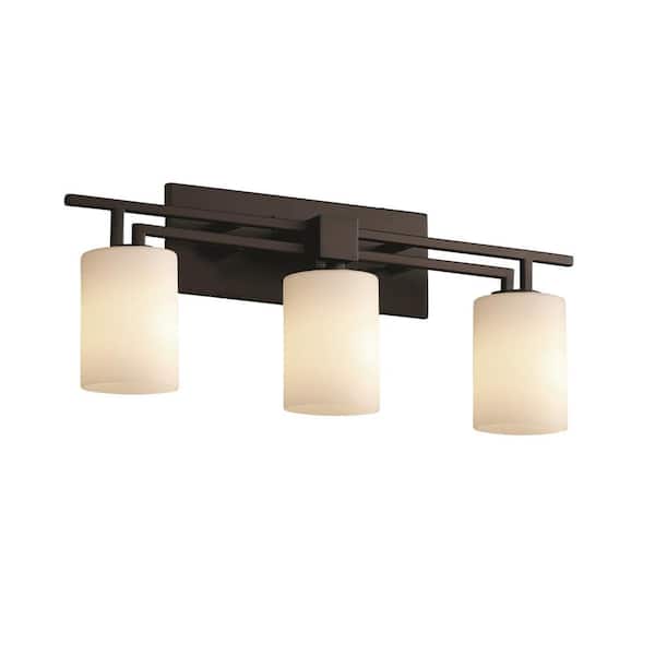 Justice Design Fusion Aero 3-Light Matte Black Bath Light with Opal Shade