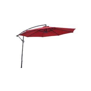 10 ft. Steel Cantilever Patio Umbrella Water-repellent Solution-dyed Canopy Fabric in Red