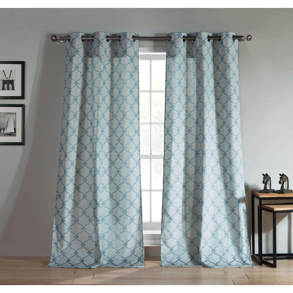 Kenilworth 38 in. W x 96 in. L Polyester Window Panel in Teal