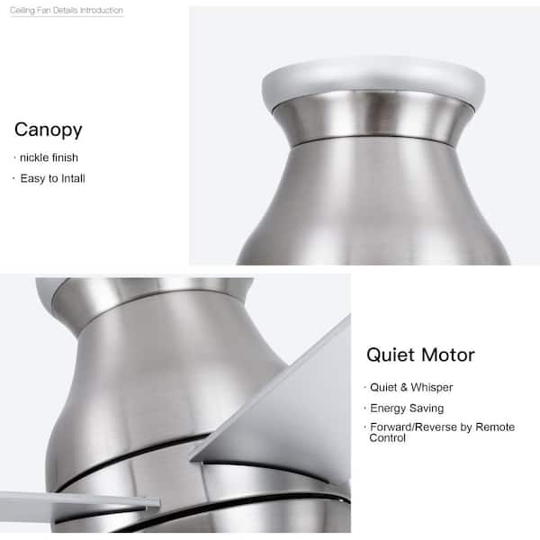 Y♡ ZXXC 52 in. Indoor/Outdoor Nickel Downrod Mount Ceiling Fan