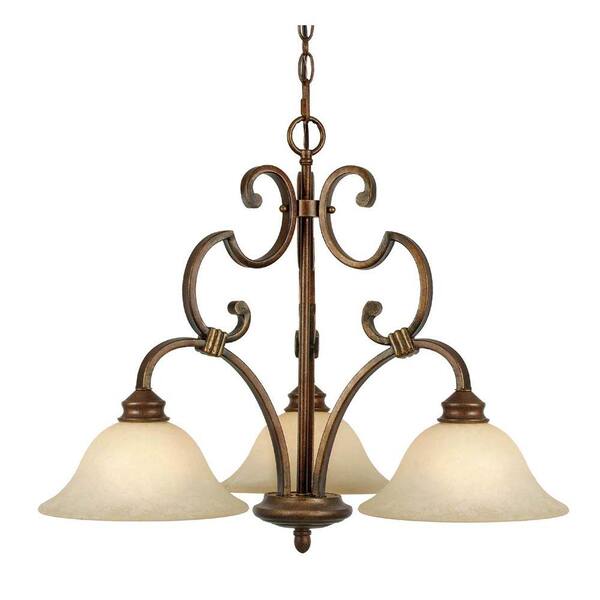 Unbranded Hollis Collection 3-Light Champagne Bronze Chandelier