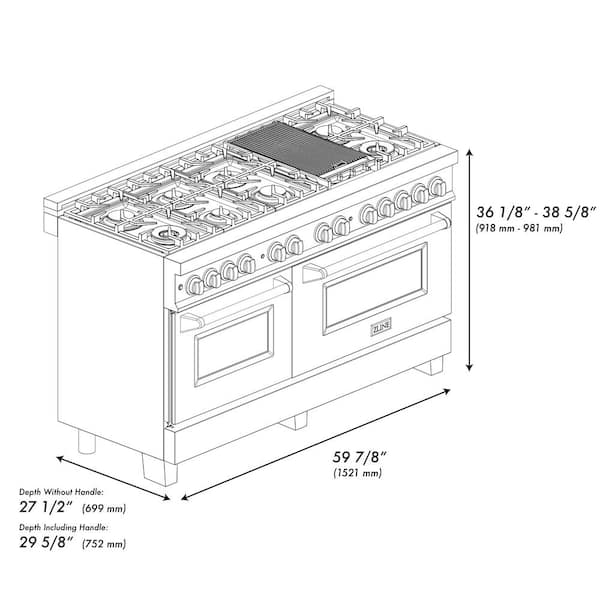 ZLINE Kitchen 60 inch Large Capacity Double Oven Range