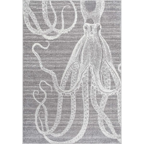 nuLOOM Thomas Paul Octopus Gray 4 ft. x 6 ft. Living Room/Bedroom/Dining Room Area Rug