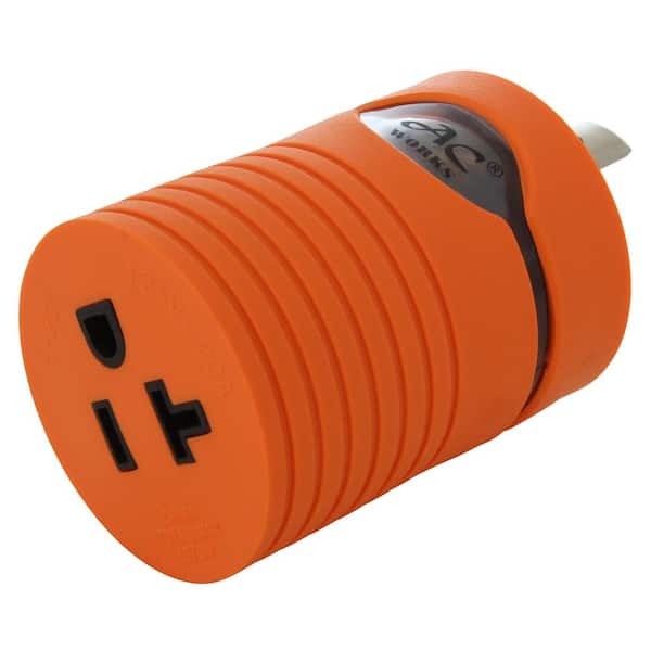 AC WORKS Locking Adapter NEMA L5-15P 15 Amp Locking Plug to Household 15/20 Amp Connector