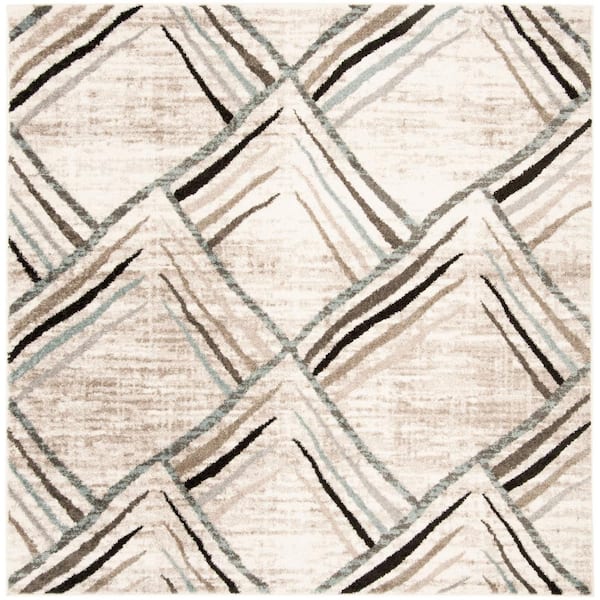 SAFAVIEH Amsterdam Cream/Charcoal 5 ft. x 5 ft. Abstract Geometric Square Area Rug
