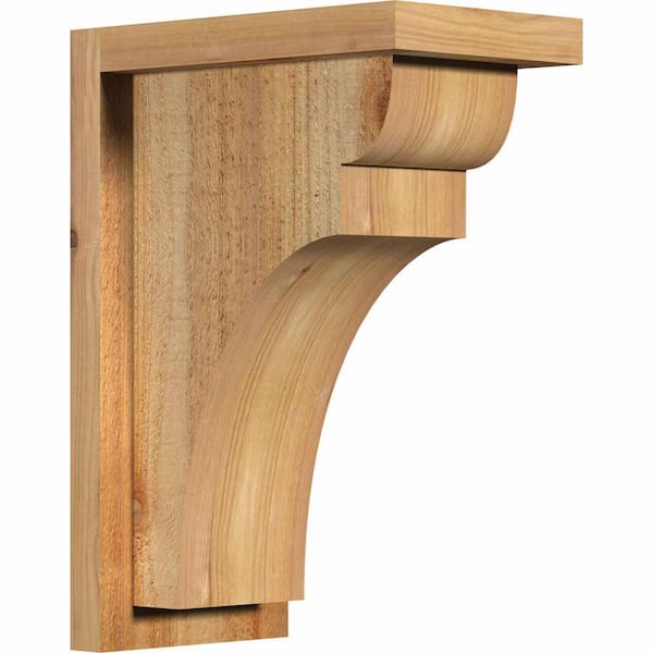 Ekena Millwork 6 in. x 10 in. x 14 in. Western Red Cedar Yorktown Rough Sawn Corbel with Backplate