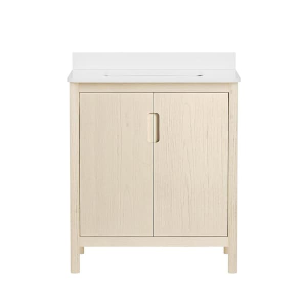Montrose 31 in. Single Sink Natural Elm Bath Vanity with White Quartz Top (Assembled)