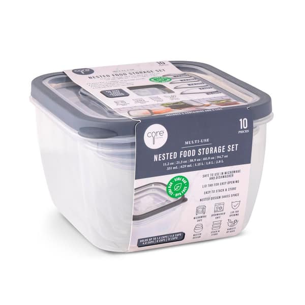 10pc Square Food Storage Set-11. 2oz/21. 3oz/38. 9oz/60. 9oz/94. 7oz-Stormy Sea