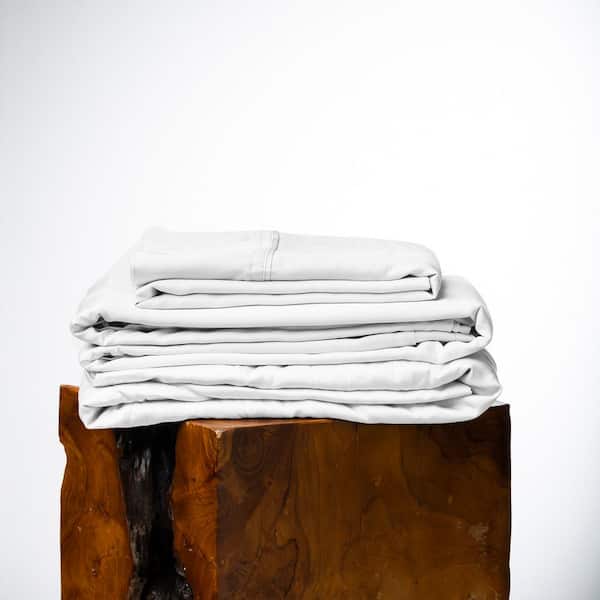 OLIVE + CRATE 4-Piece White Snow Cooling Eucalyptus 100% Certified TENCEL Fiber Queen Size Deep Pocket Sheet Set