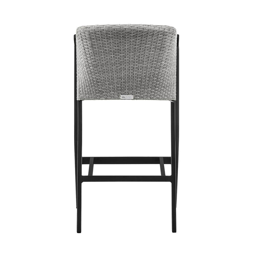 Aileen Dark Grey Cushioned Aluminum and Wicker Outdoor Bar Stool