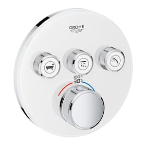 Grohtherm Smart Control Triple Function Thermostatic Trim with Control Module in Moon White