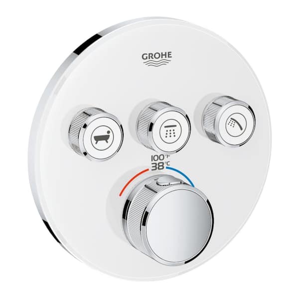 GROHE Grohtherm Smart Control Triple Function Thermostatic Trim with Control Module in Moon White