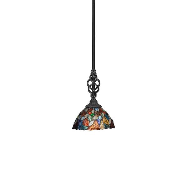 Unbranded Bridgewater 100 W 1-Light Matte Black Standard Mini Pendant Light with Glass Shade