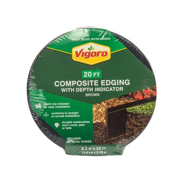 Vigoro 20 ft. L x 5.3 in. H Durable Brown Composite Edging