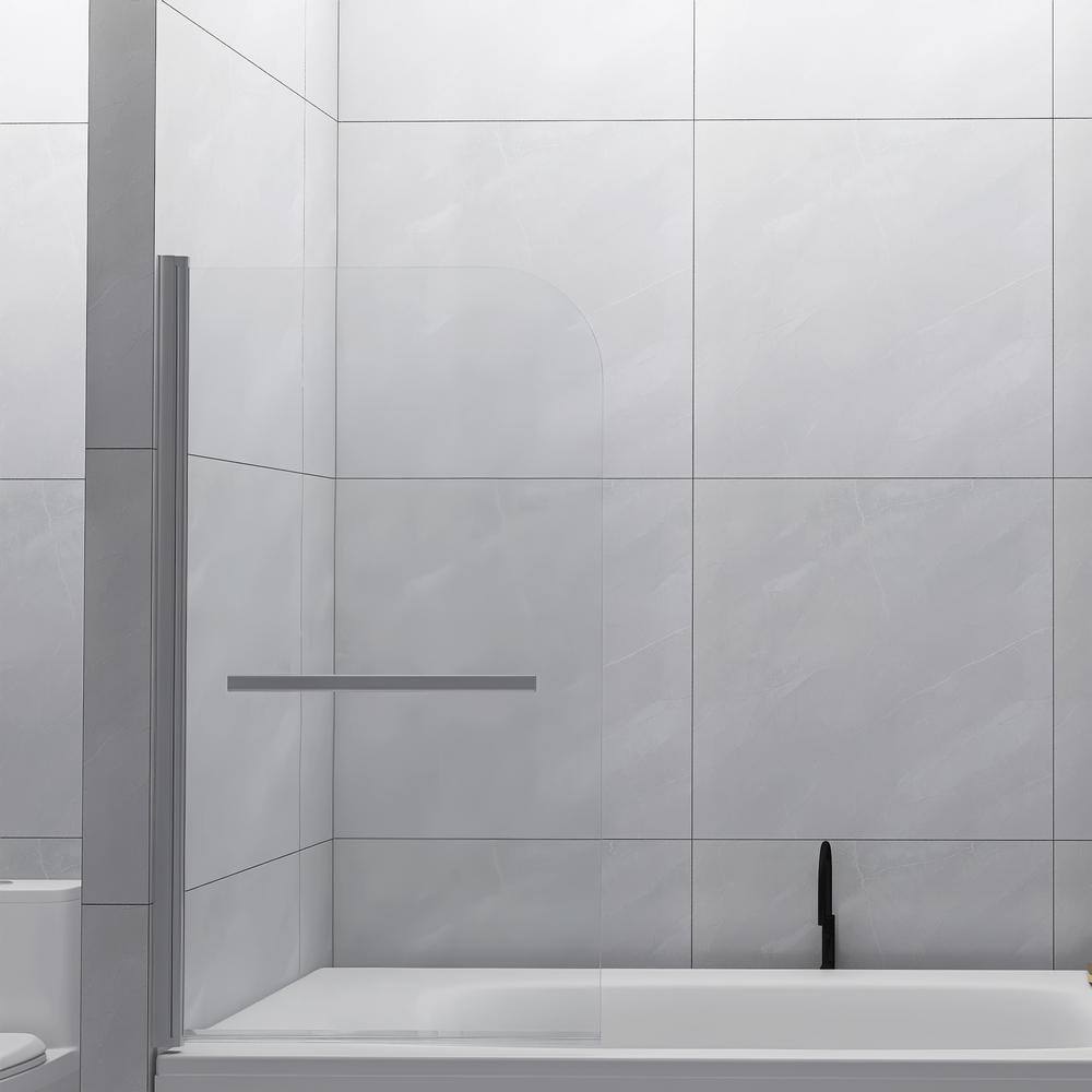 31'' x 55'' Stainless Steel Clear Glass Pivot Tub Door