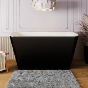 MUSE 47 in. Acrylic Flatbottom Rectangle Freestanding Non-Whirlpool Soaking Bathtub Include Interior Seat Outer Black