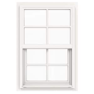 24 in. x 36 in. V-4500 Series White Single-Hung Vinyl Window with 4-Lite Colonial Grids/Grilles